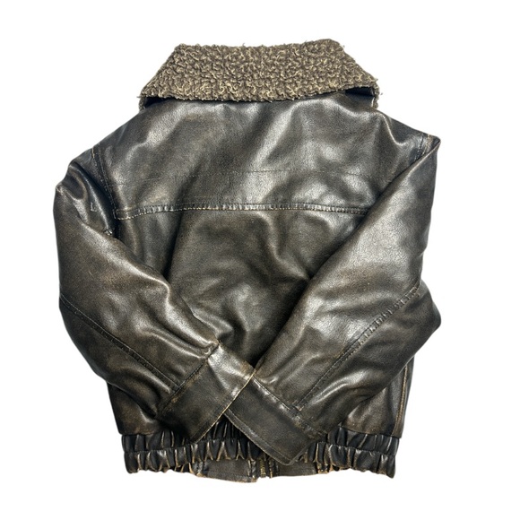 Kids Vintage Route 66 Original Clothing Co. Leather Jacket With Sherpa Collar - Picture 3 of 10